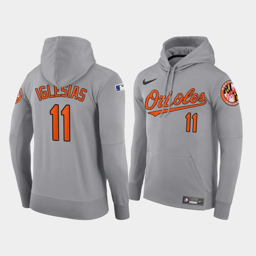 Men Baltimore Orioles 11 Iglesias gray road hoodie 2021 MLB Nike Jerseys